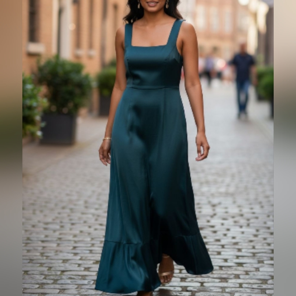 Show Me Your MuMu Dark Teal Square-Neck Maxi Dress